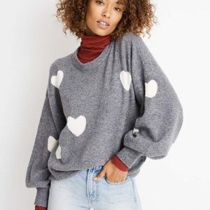 Madewell Heart Dot Balloon-Sleeve Pullover Sweater